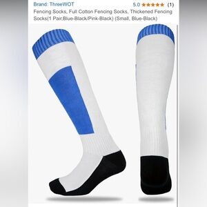 NWT Fencing Socks, Full Cotton, Thickened, Unisex (Small, Blue-Black) 🤺